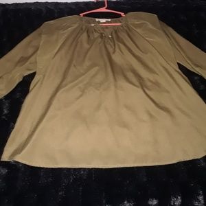 Michael Kors Olive Green Silk Peasant Blouse